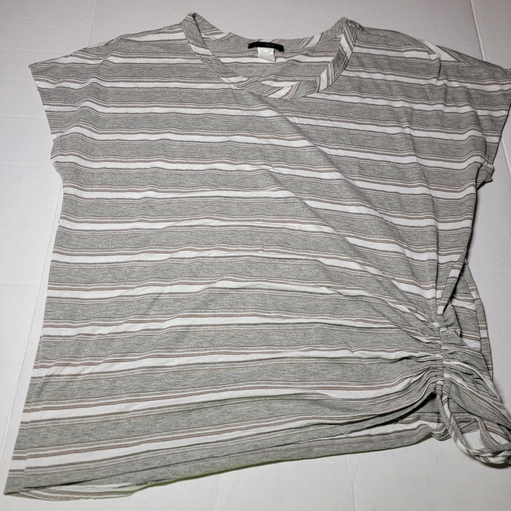 Jennie And Marlis Plus Size 1X Grey‎ Striped Shirt